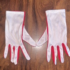 Elegant White and Red Women's Gloves